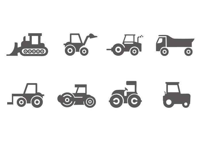 Vector de ícones de veículos de construção grátis
