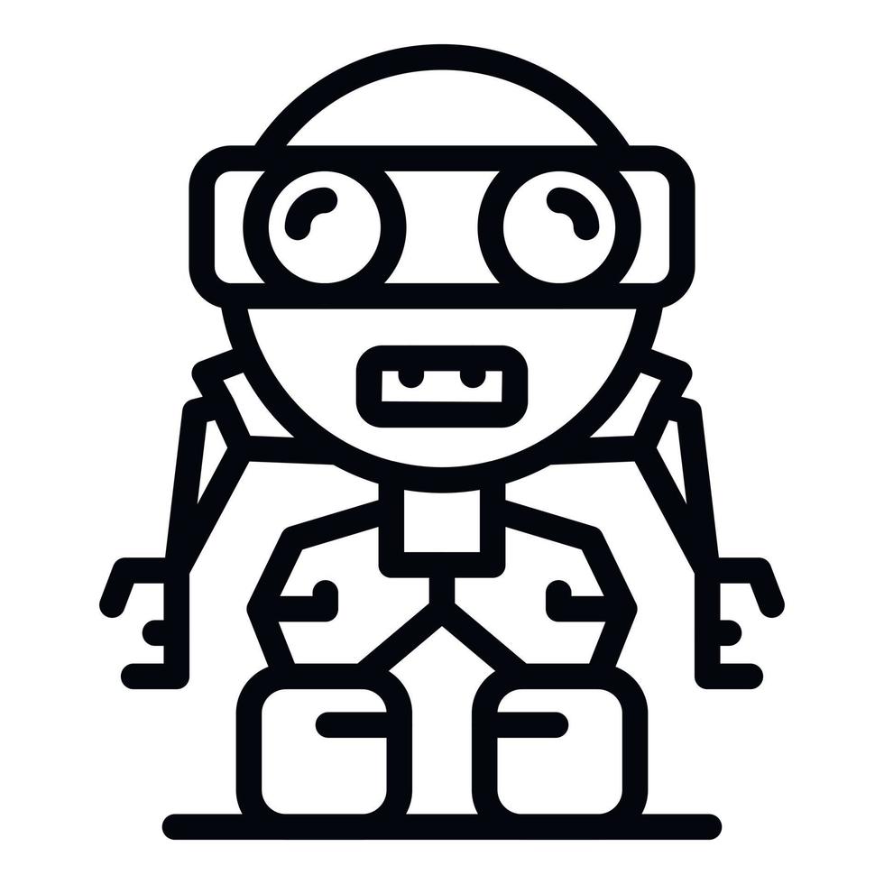 ícone de robô engraçado, estilo de estrutura de tópicos vetor