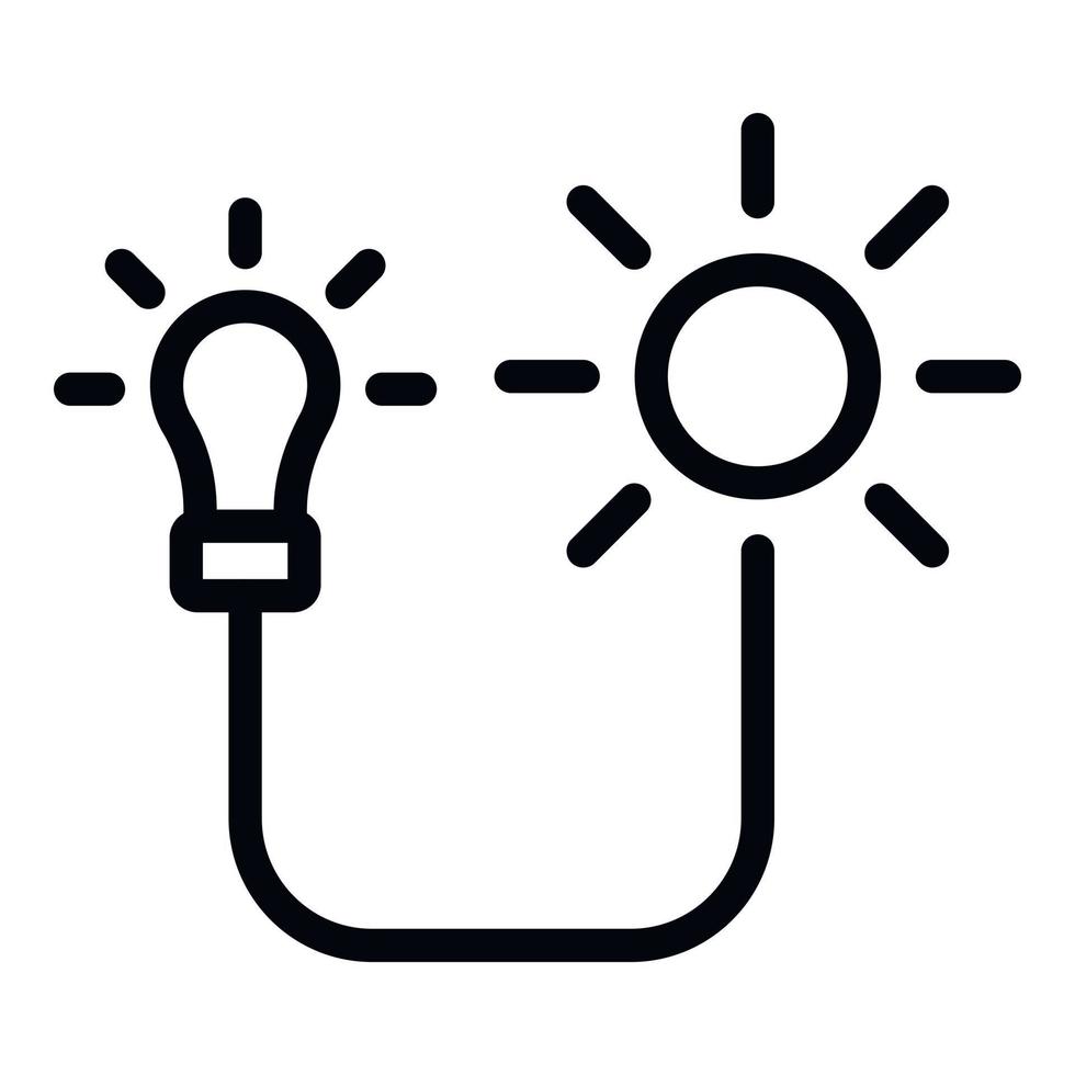 ícone de lâmpada de energia solar, estilo de estrutura de tópicos vetor