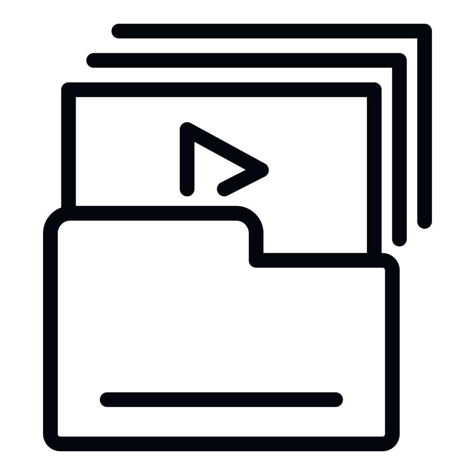 ícone de pasta de vídeo, estilo de estrutura de tópicos vetor