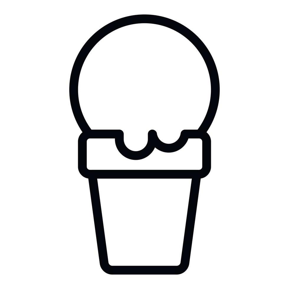 sorvete em um ícone de xícara de waffle, estilo de estrutura de tópicos vetor