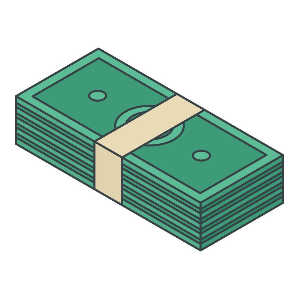 ícone do pacote de dinheiro do dólar, estilo isométrico vetor