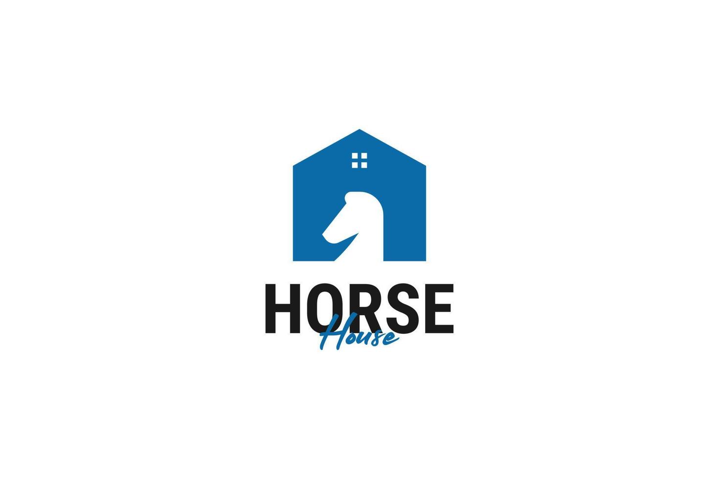 ilustração de modelo de vetor de design de logotipo de casa de cavalo plana