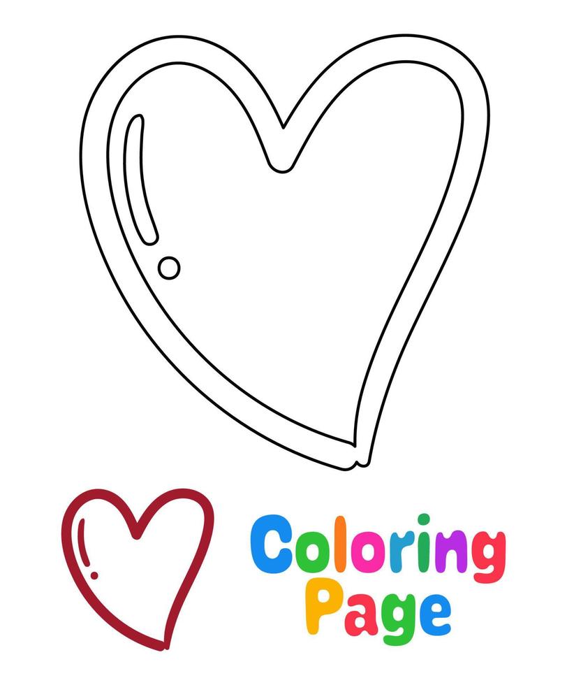 página para colorir com coração para crianças vetor