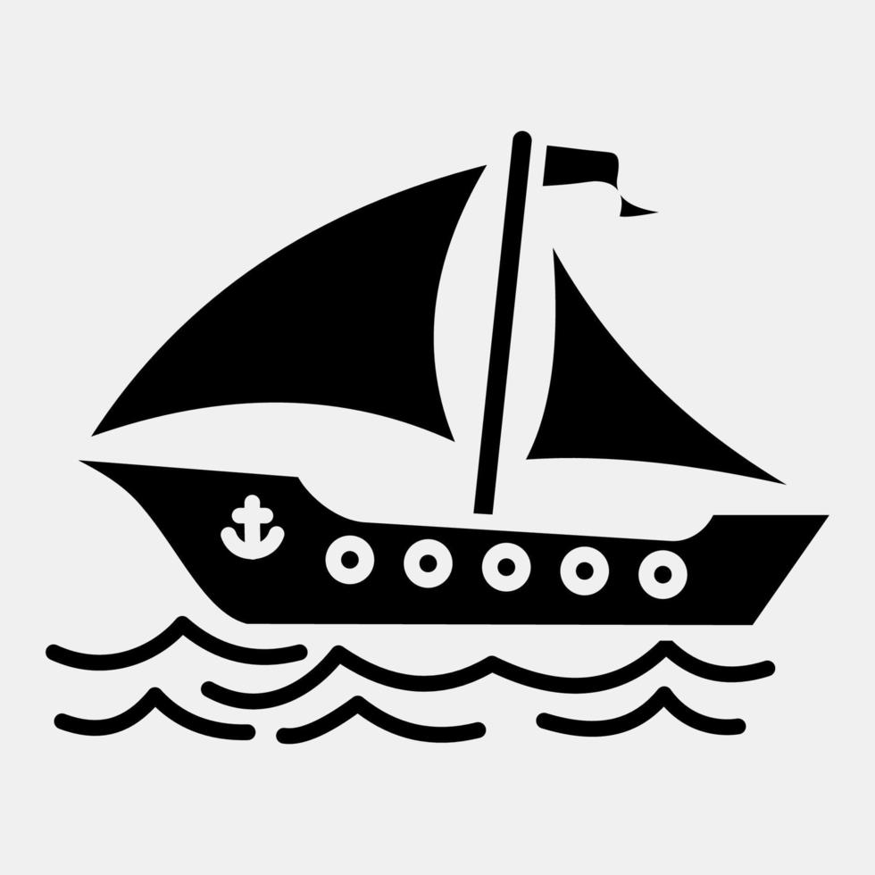 navio de vela de ícone. elementos de transporte. ícones no estilo glifo. bom para impressões, cartazes, logotipo, sinal, propaganda, etc. vetor