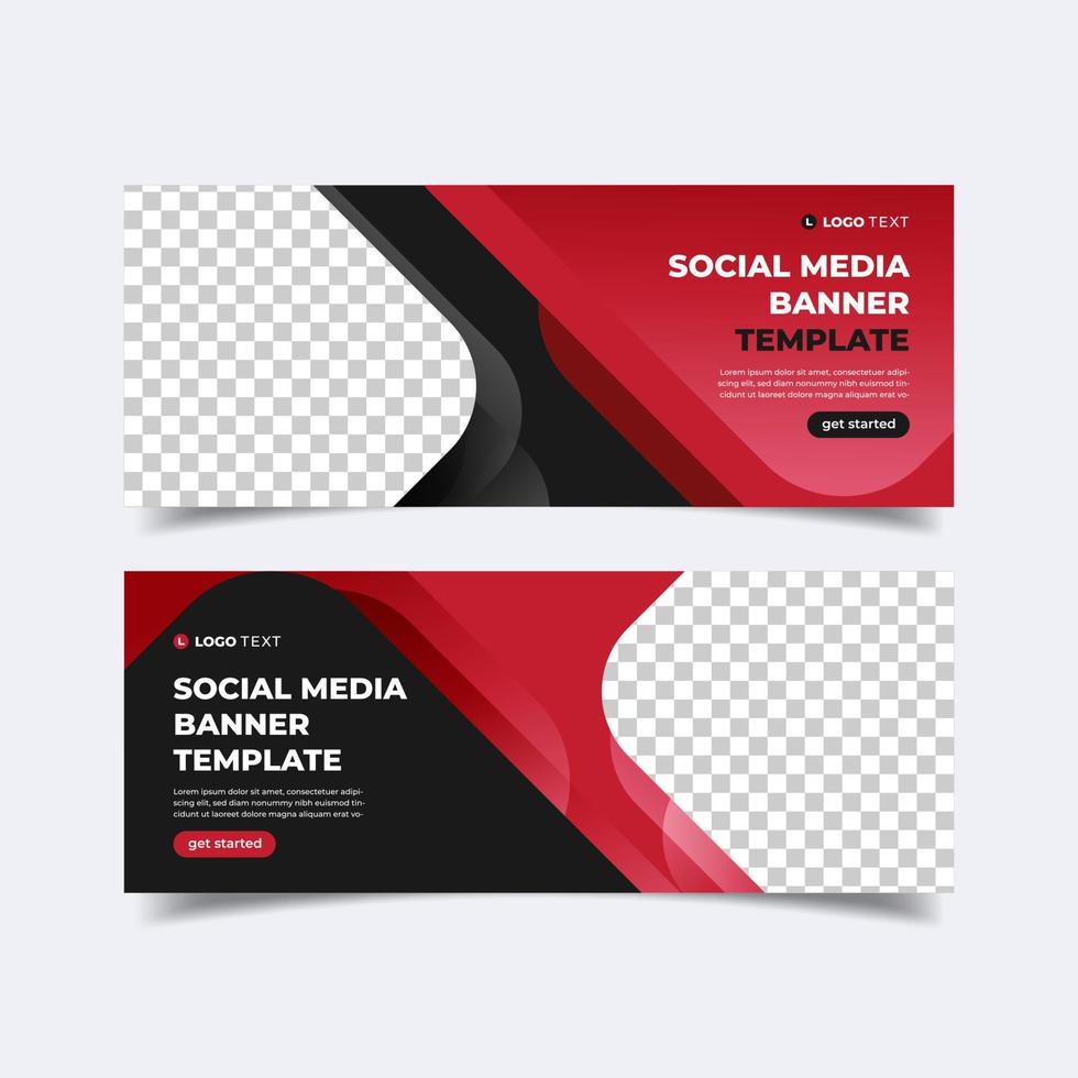 definir pacote de mídia social. modelo de banner vermelho e preto vetor