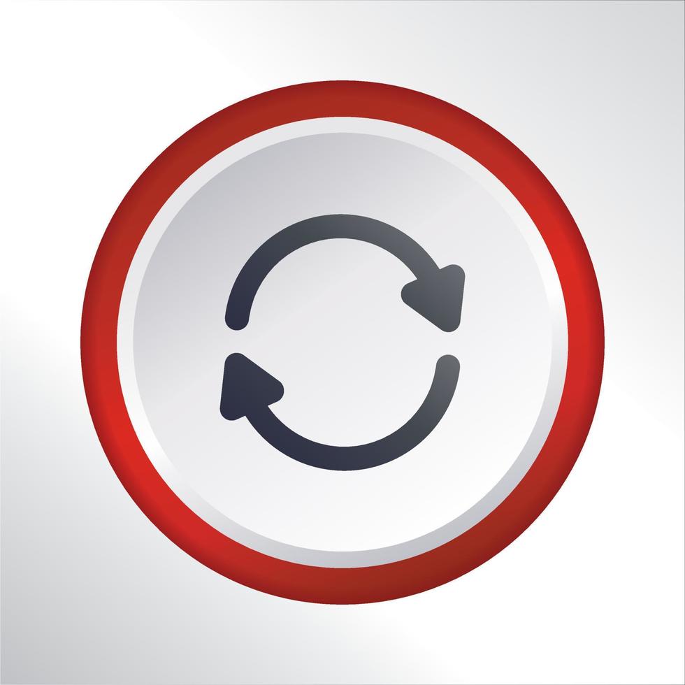 botão de ícone plano de repetição com design de vetor de círculo gradiente vermelho