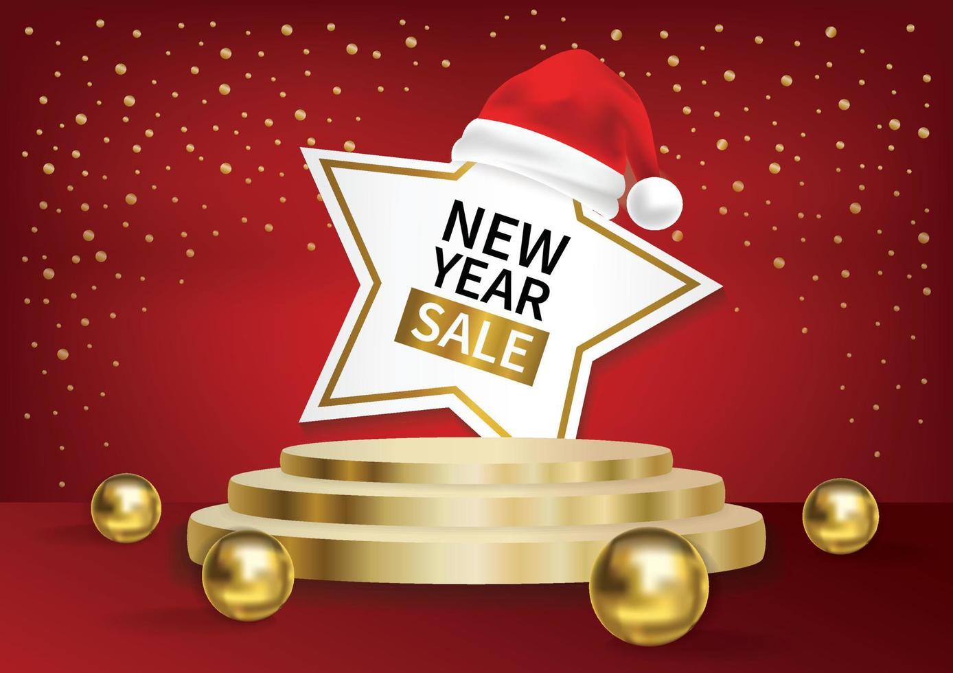 banner de exibição de produto de venda de ano novo elementos de natal vetor