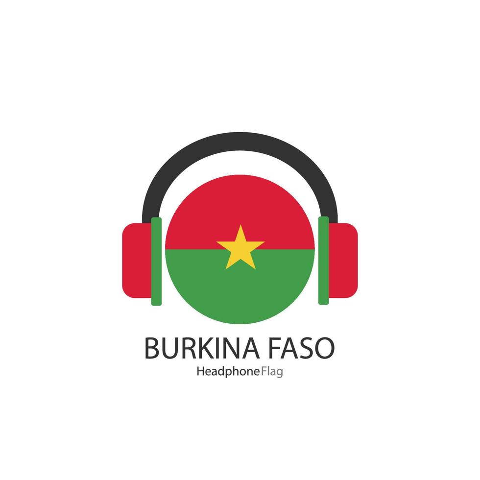 vetor de bandeira de fone de ouvido Burkina Faso em fundo branco.