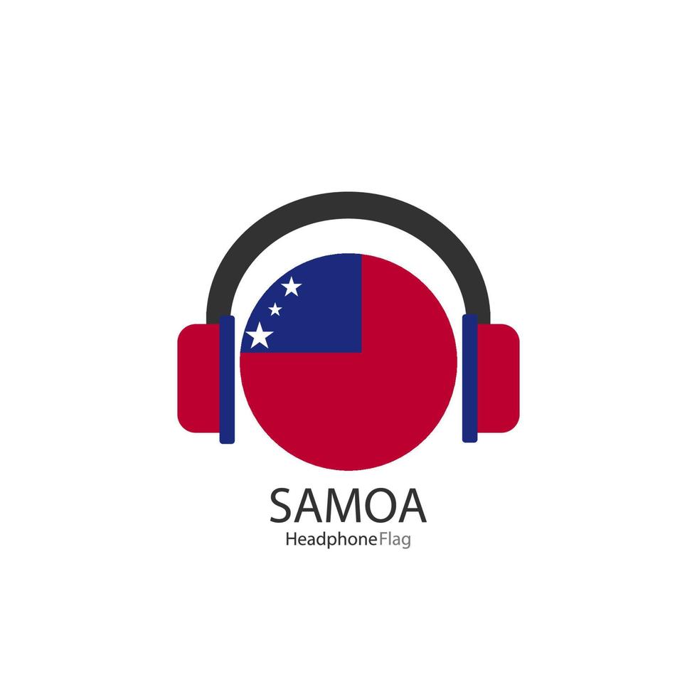 vetor de bandeira de fone de ouvido Samoa em fundo branco.