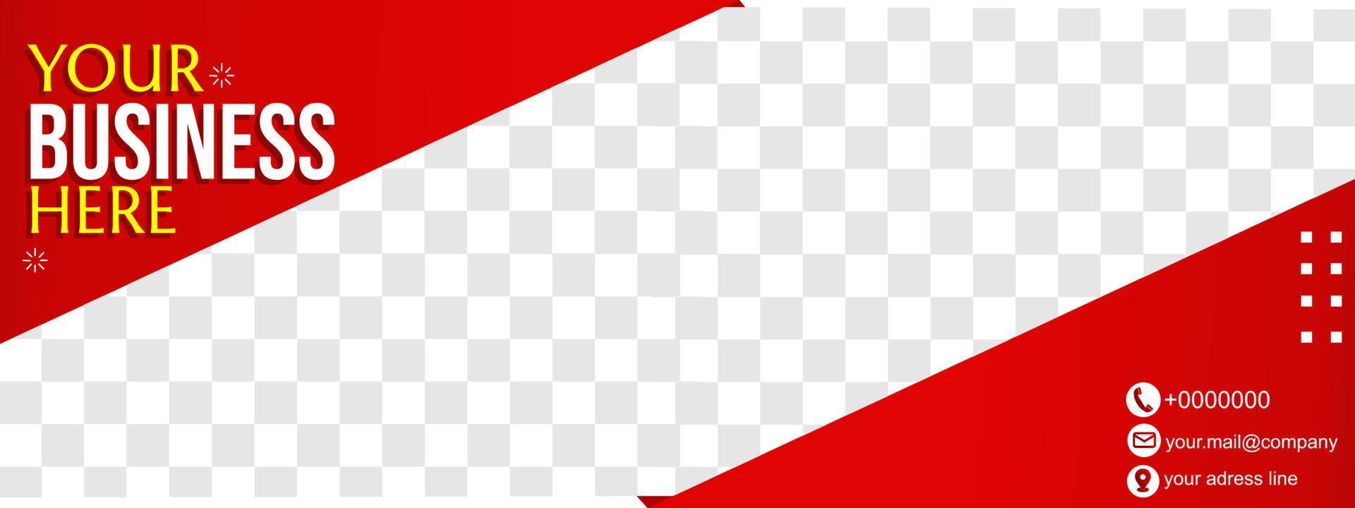 modelo de banner de cor page.red de capa de negócios com lugar de foto. para linha do tempo vetor