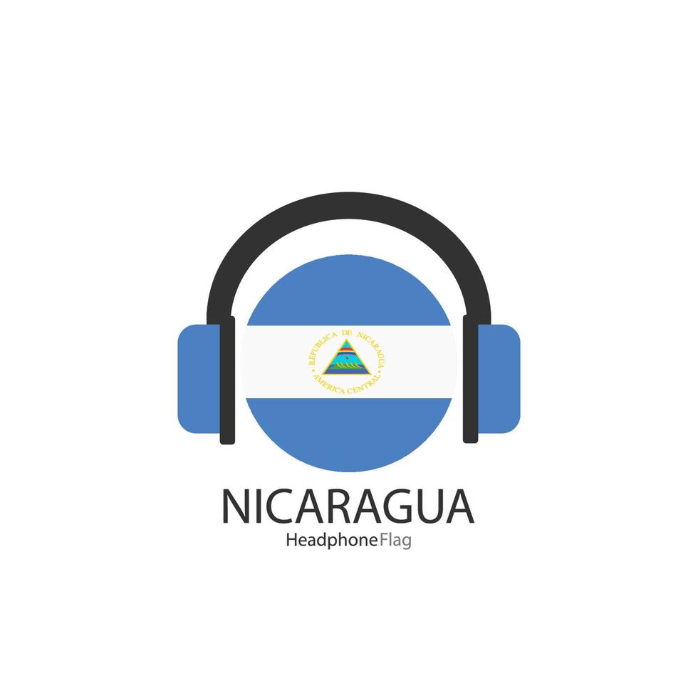 vetor de bandeira de fone de ouvido da Nicarágua em fundo branco.