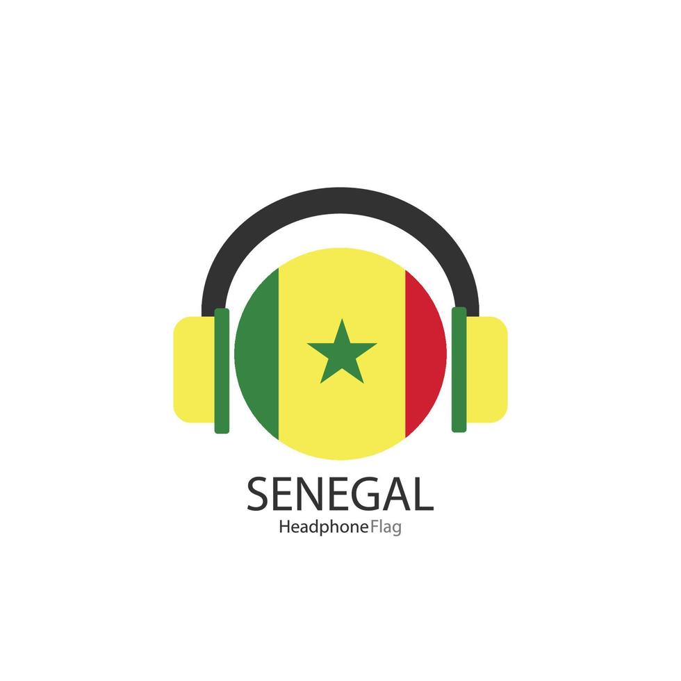 vetor de bandeira de fone de ouvido do senegal em fundo branco.