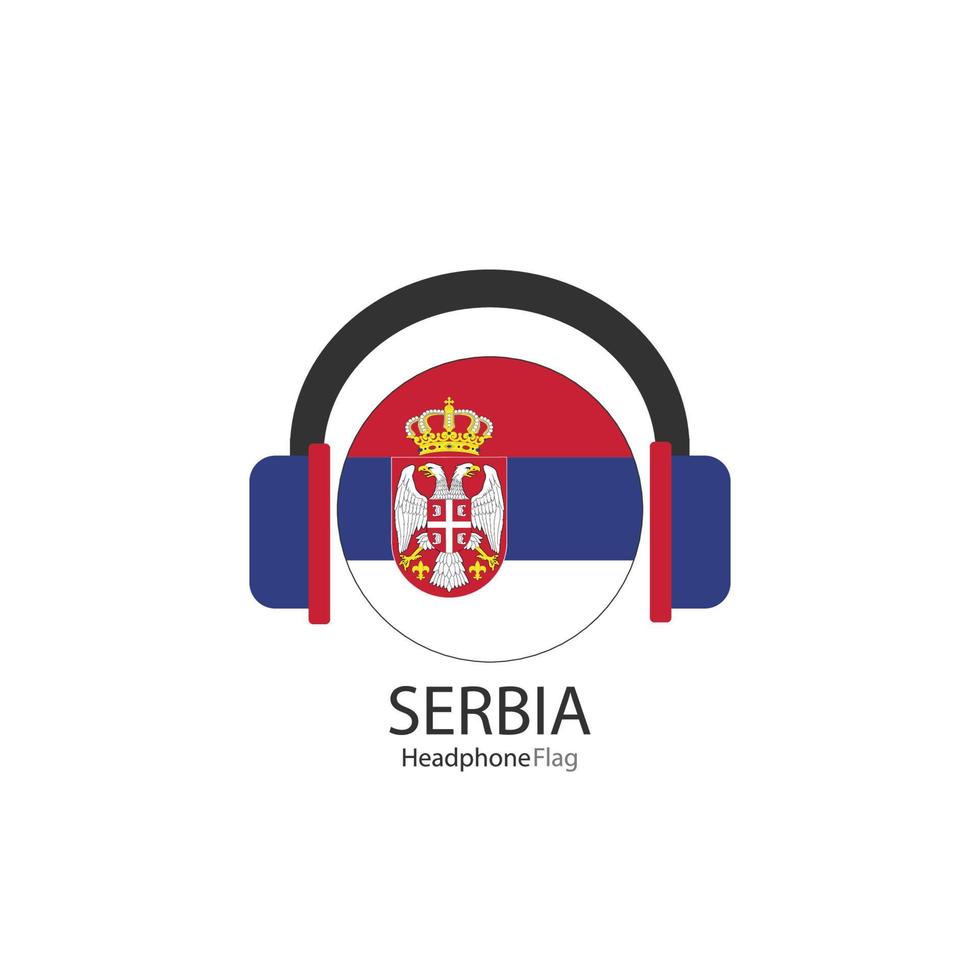 vetor de bandeira de fone de ouvido Sérvia em fundo branco.