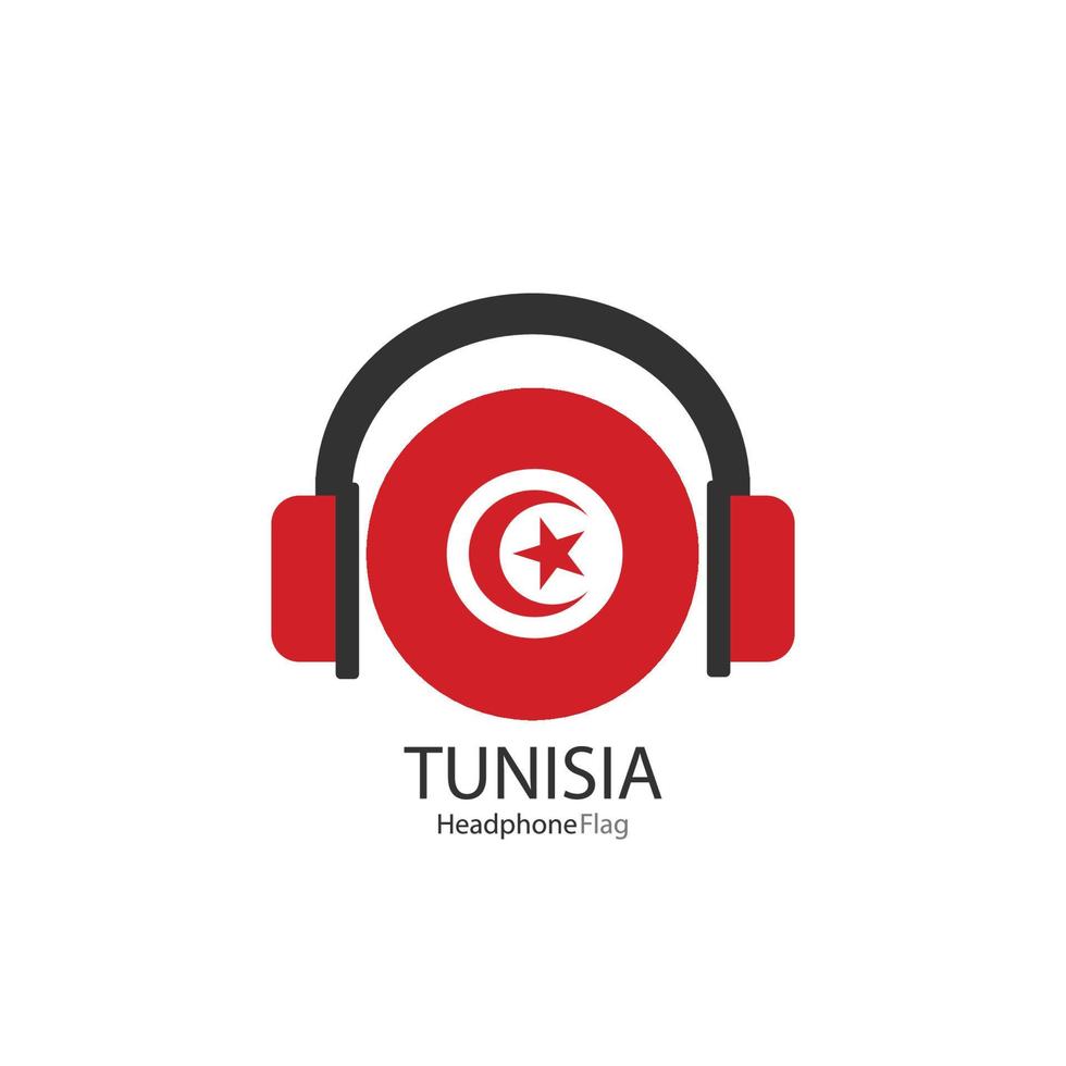 vetor de bandeira de fone de ouvido Tunísia em fundo branco.