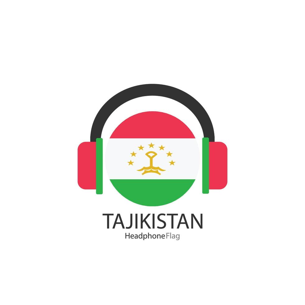 vetor de bandeira de fone de ouvido do Tadjiquistão em fundo branco.