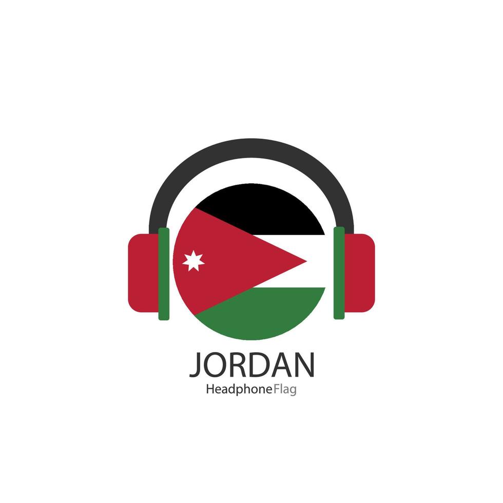 vetor de bandeira de fone de ouvido Jordânia em fundo branco.
