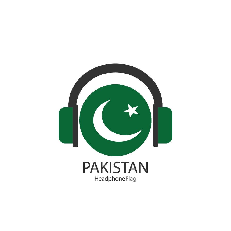 vetor de bandeira de fone de ouvido do Paquistão em fundo branco.