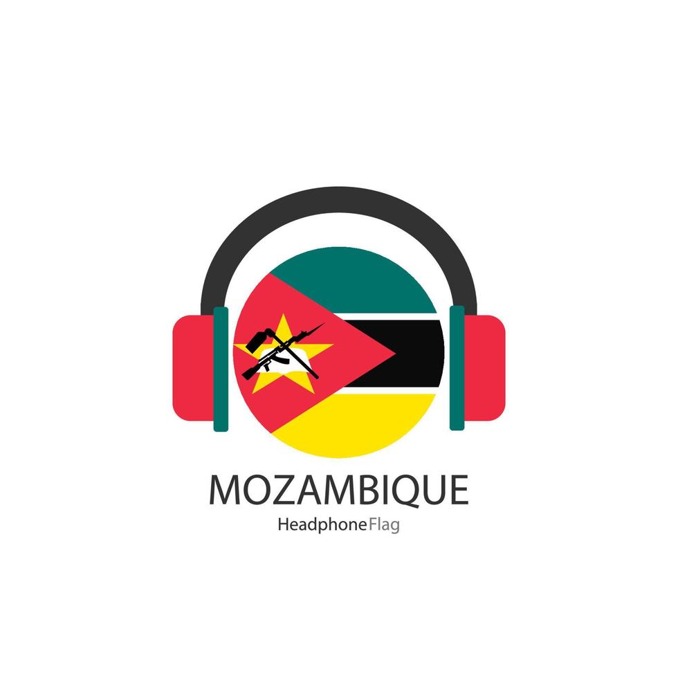 vetor de bandeira de fone de ouvido de moçambique em fundo branco.