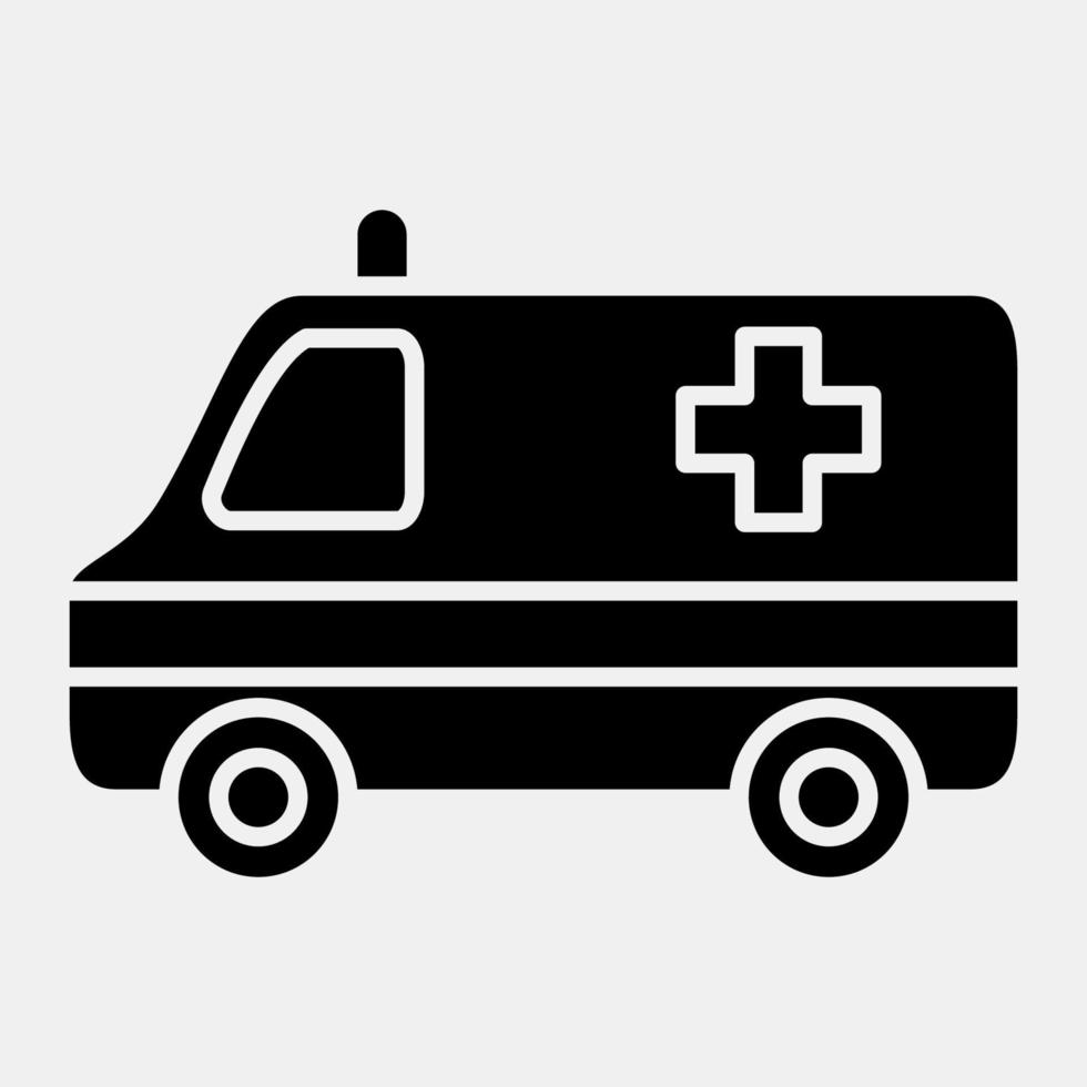 ambulância de ícone. elementos de transporte. ícones no estilo glifo. bom para impressões, cartazes, logotipo, sinal, propaganda, etc. vetor