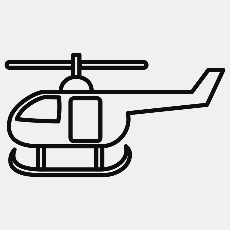 helicóptero de ícone. elementos de transporte. ícones em estilo de linha. bom para impressões, cartazes, logotipo, sinal, propaganda, etc. vetor