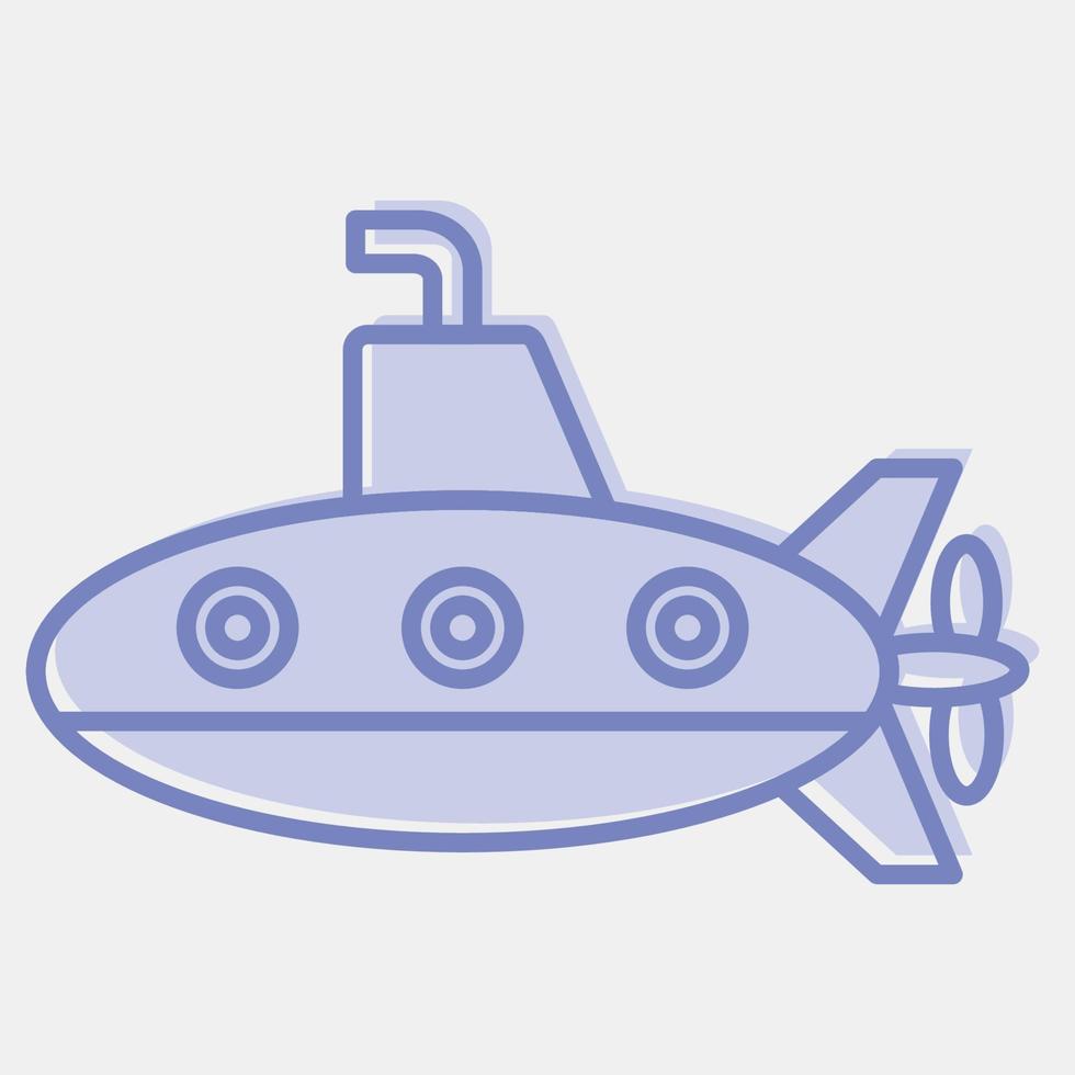 submarino de ícone. elementos de transporte. ícones em estilo de dois tons. bom para impressões, cartazes, logotipo, sinal, propaganda, etc. vetor