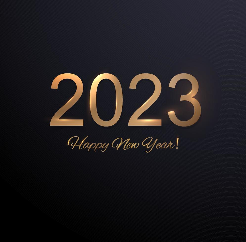 2023 feliz ano novo design de plano de fundo. cartão postal, banner, cartaz. ilustração vetorial. desejando-lhe feliz ano novo linhas, design, espumante, ouro. vetor