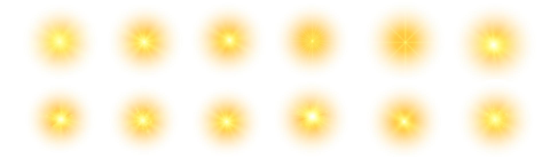 sol amarelo, um flash, um brilho suave sem raios que se afastam. estrela brilhou com brilhos isolados no fundo branco. ilustração em vetor de respingo amarelo abstrato.