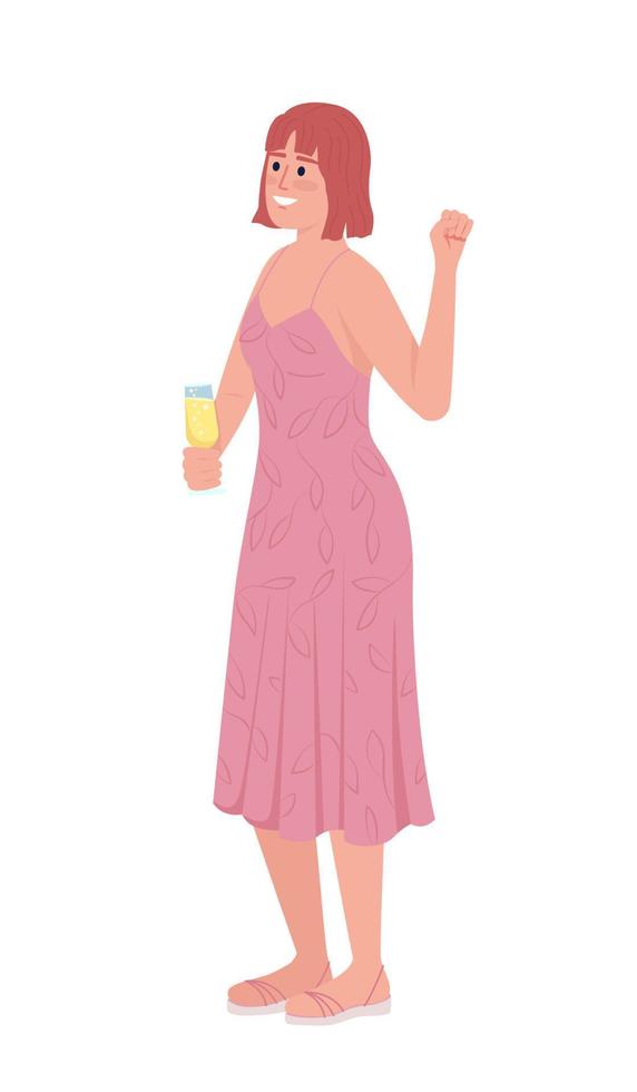 dama de honra solidária em personagem de vetor de cor semiplana de vestido rosa de verão. figura editável. pessoa de corpo inteiro em branco. ilustração simples de estilo cartoon para web design gráfico e animação