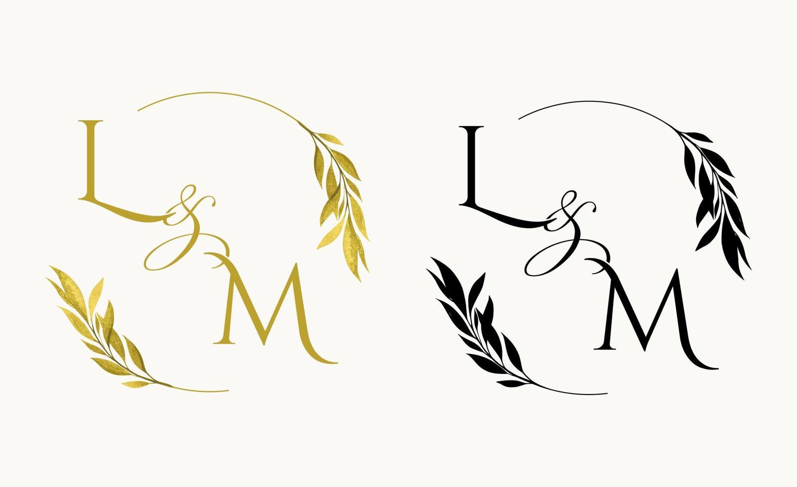 lm logotipo inicial do monograma floral do casamento. vetor