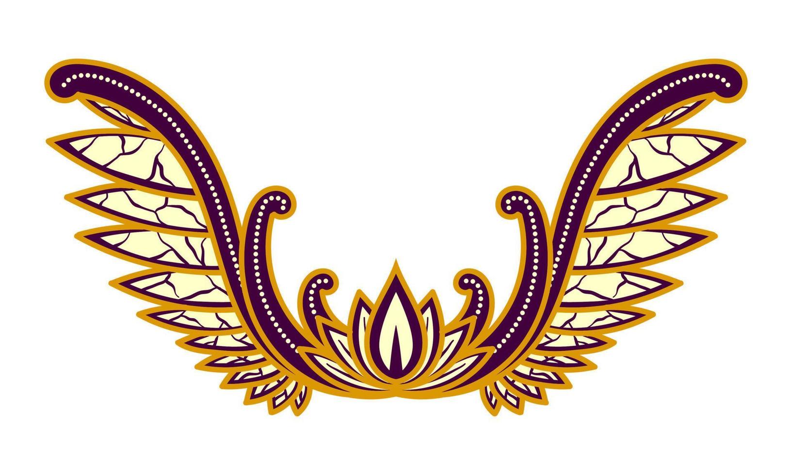 cultura javanesa de ilustração de ornamento floral. forma de asas. cor chocolate, roxo e creme harmonia de cores. isolado no fundo branco. vetor eps 10