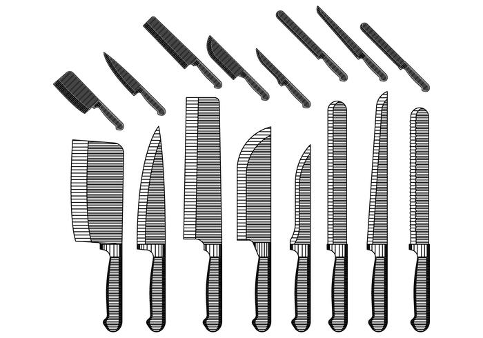 Coleção Vintage Knifes vetor