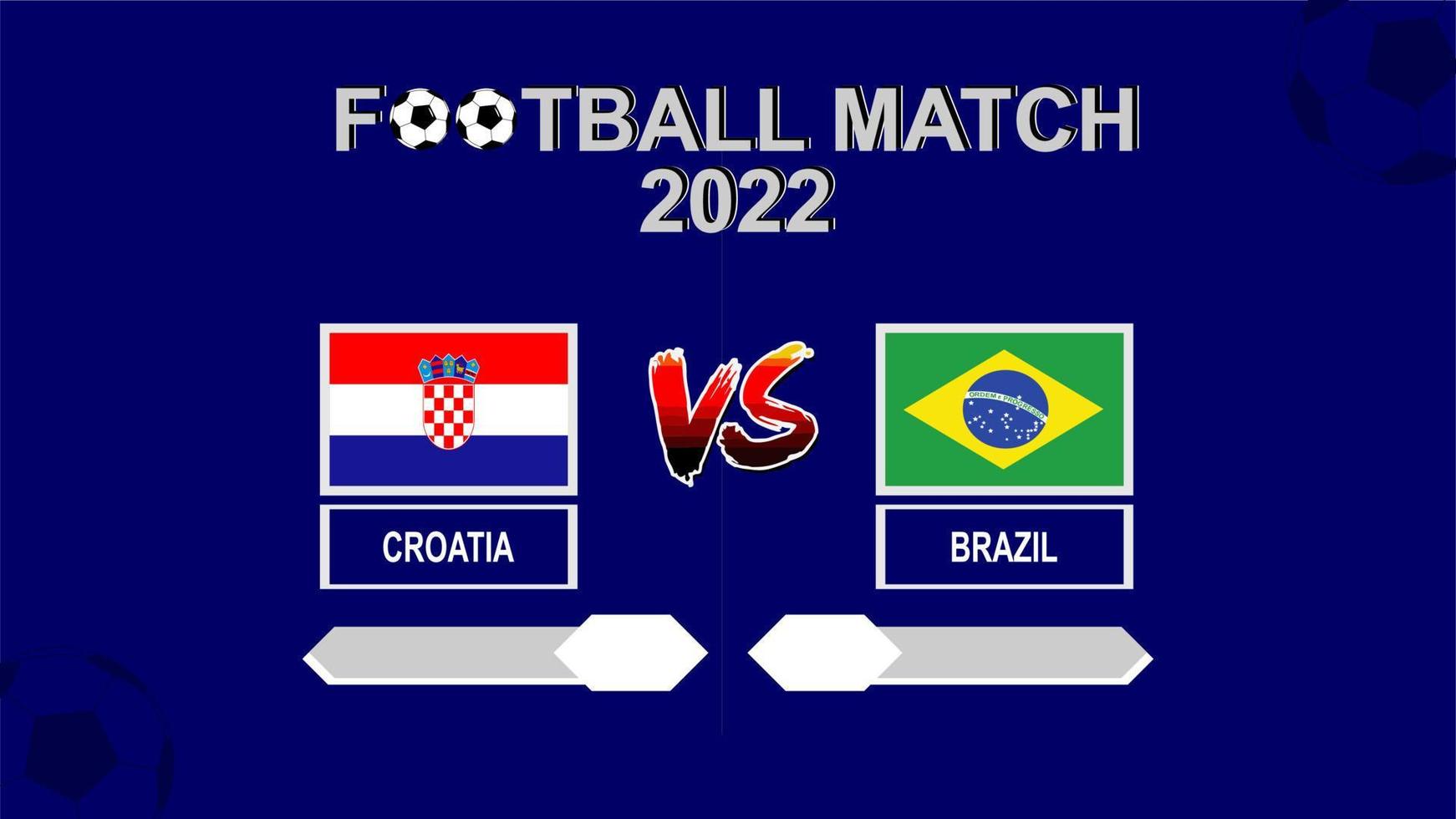 croácia vs brasil copa de futebol 2022 modelo azul vetor de plano de fundo para programação ou resultado jogo quartas de final