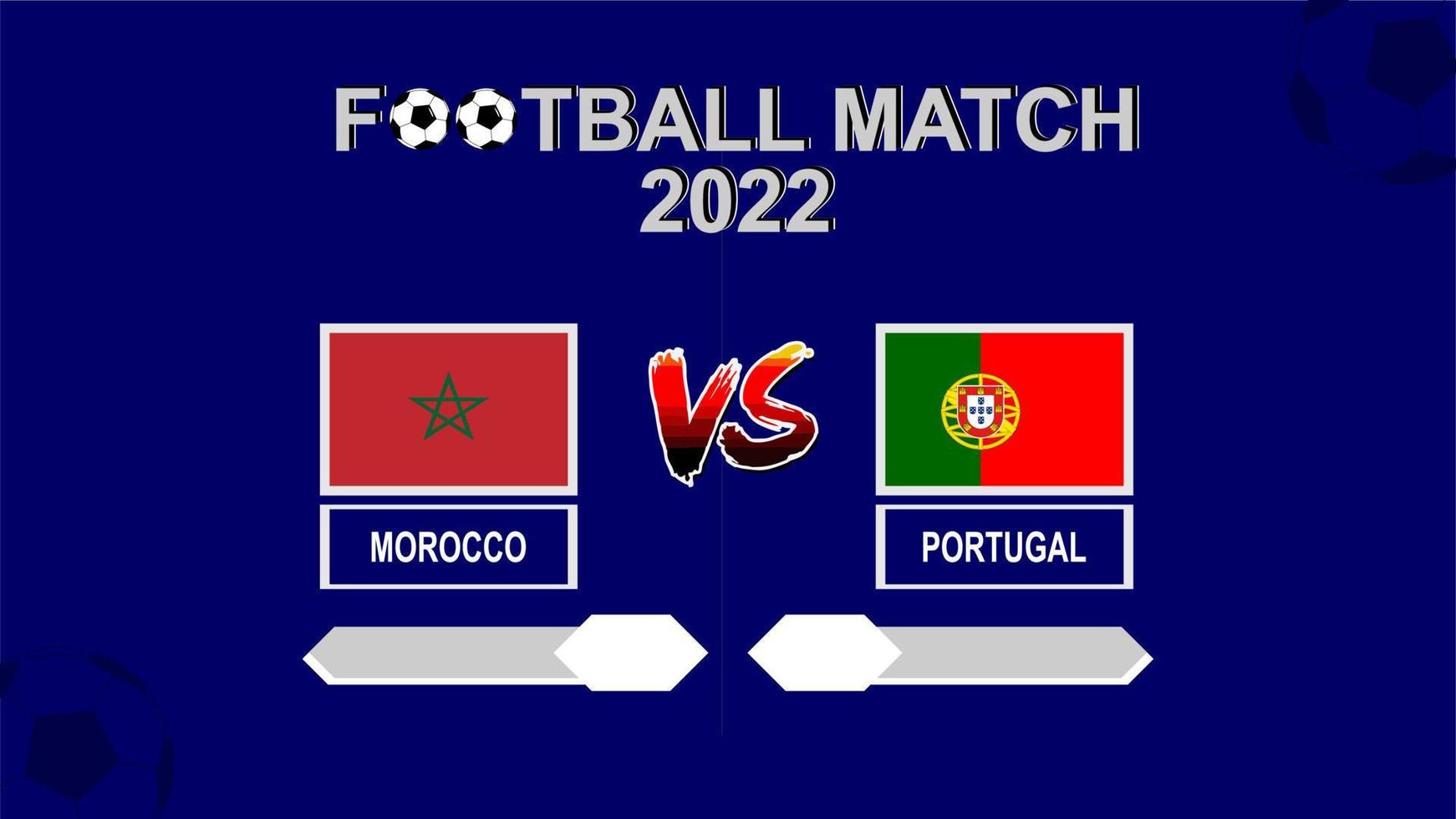 marrocos vs portugal copa de futebol 2022 modelo azul vetor de plano de fundo para programação ou jogo de resultados quartas de final