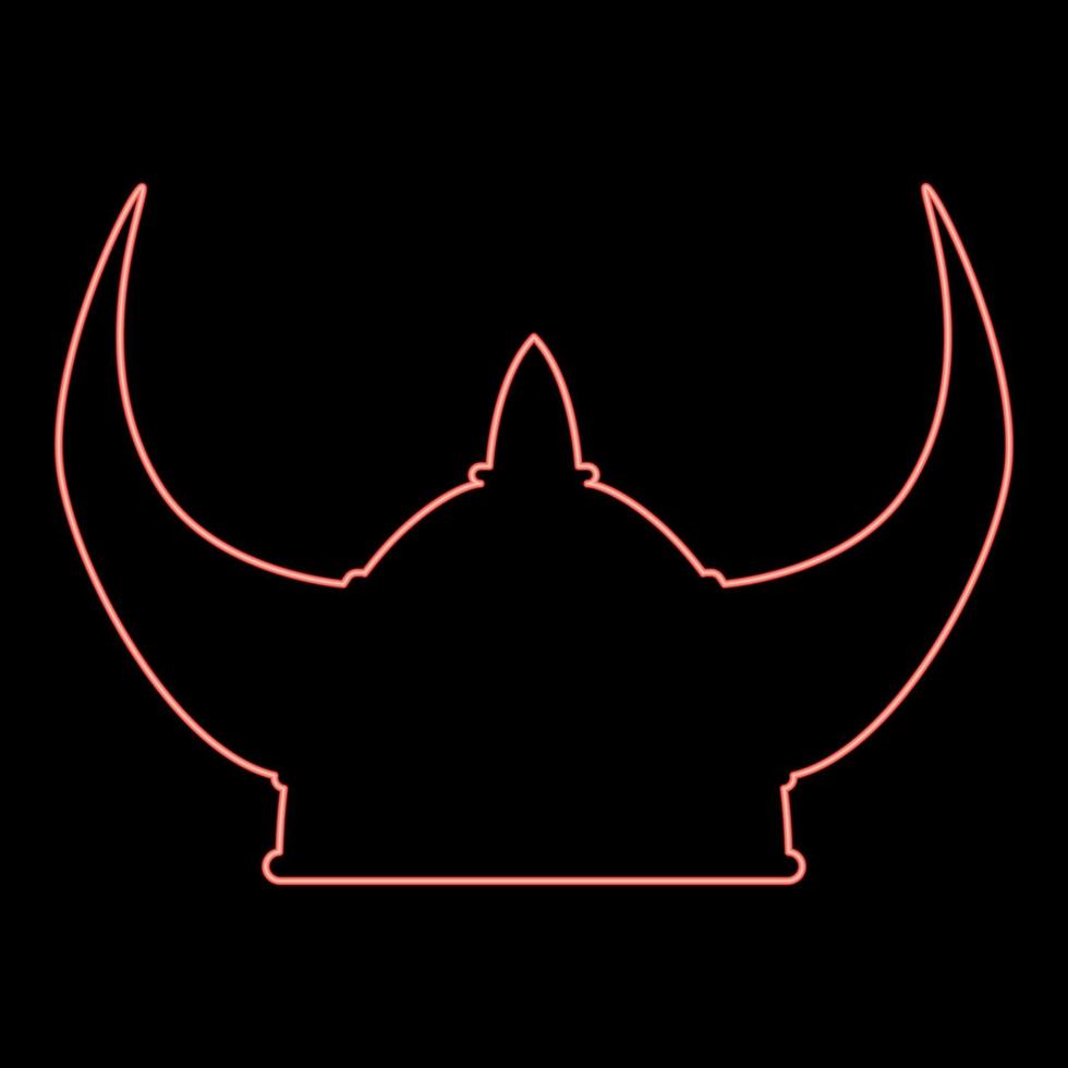 ícone do capacete viking neon cor vermelha ilustração vetorial imagem estilo simples vetor