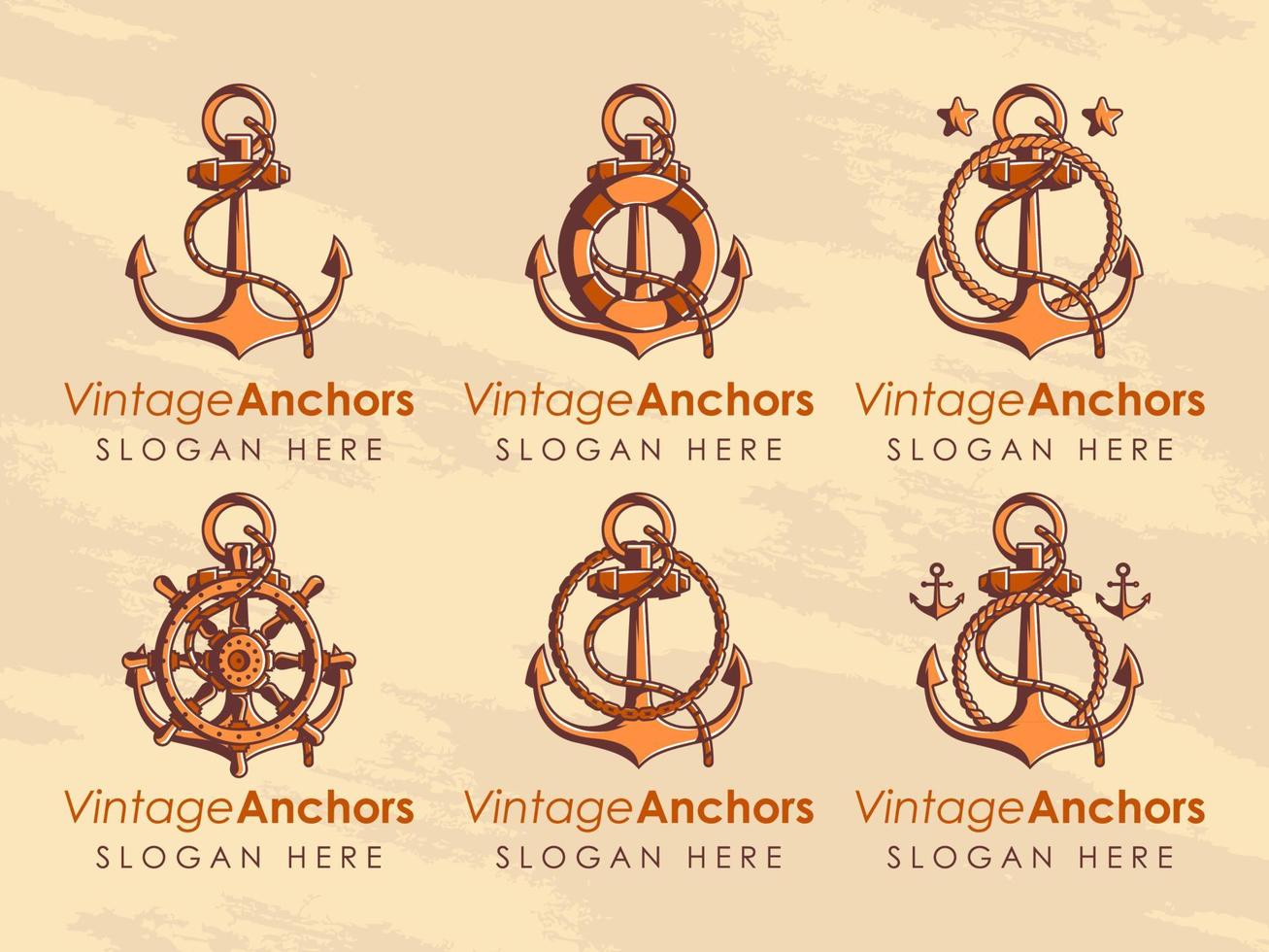coleção de logotipo de âncora vintage vetor