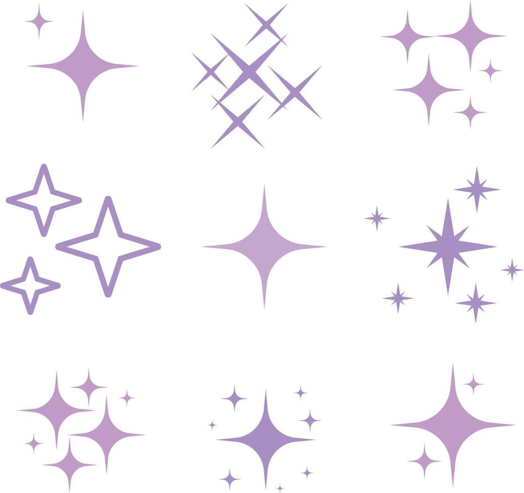 estrelas brilham vetor de design fofo roxo