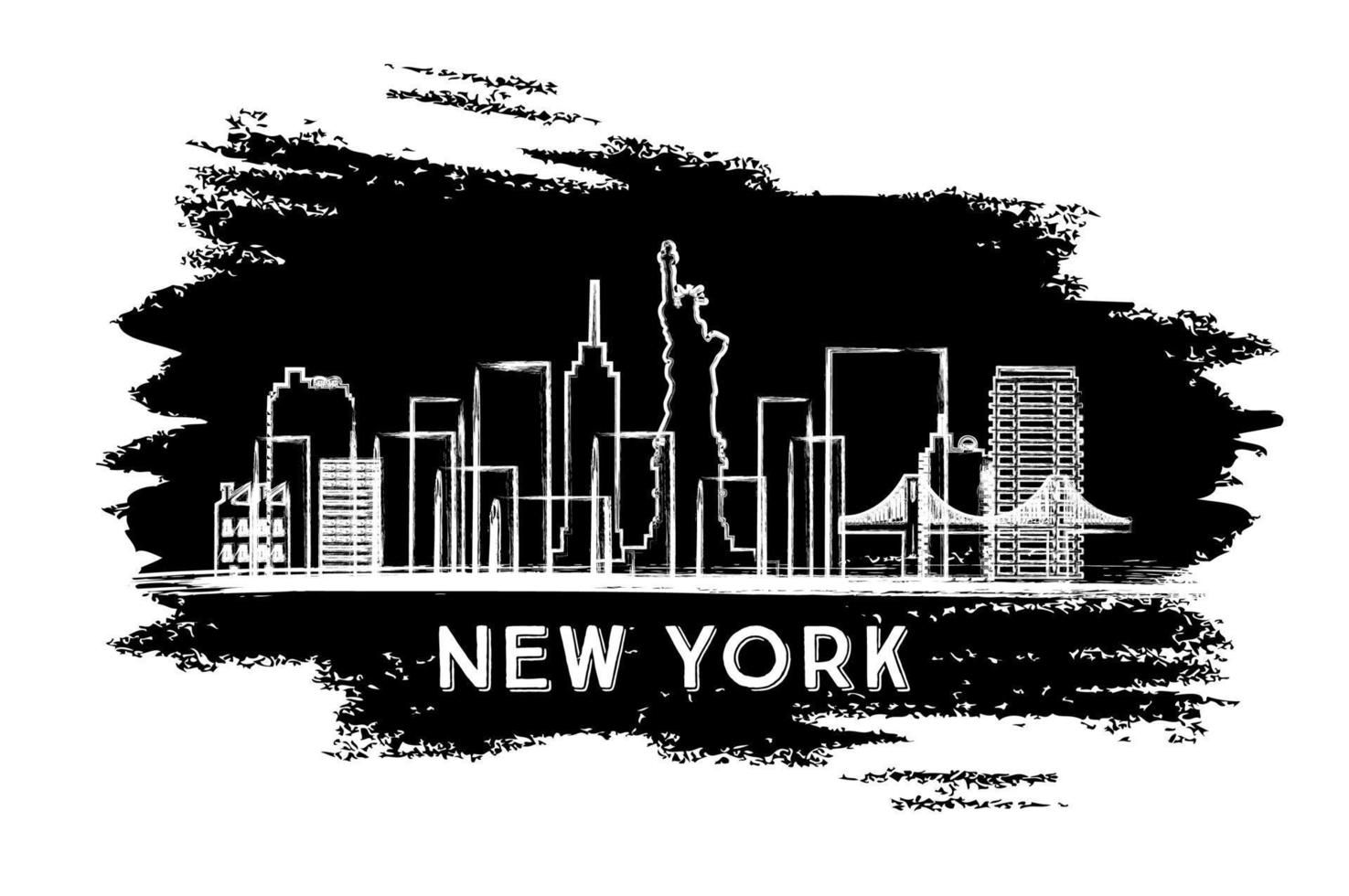 silhueta do horizonte de Nova York. esboço desenhado à mão. vetor