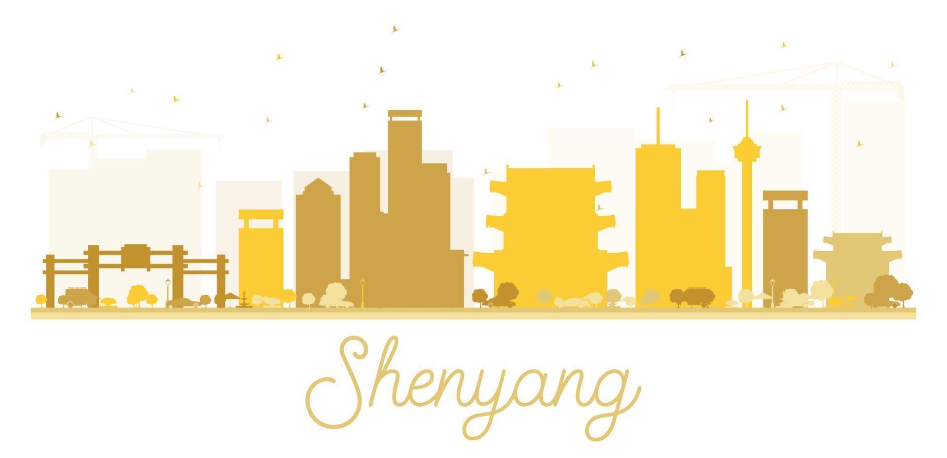 silhueta dourada do horizonte da cidade de shenyang. vetor