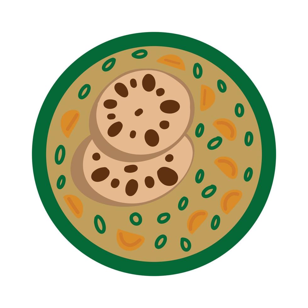 raiz de lótus e sopa de amendoim - prato tradicional chinês. rabisco desenhado à mão simples. ilustração vetorial isolada no fundo branco vetor