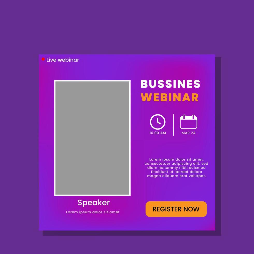 modelo de webinar de mídia social vetor