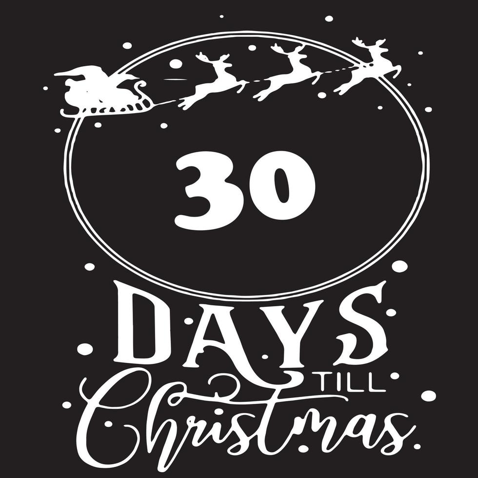 30 dias até o natal, logotipo preto simples com padrões brancos vetor
