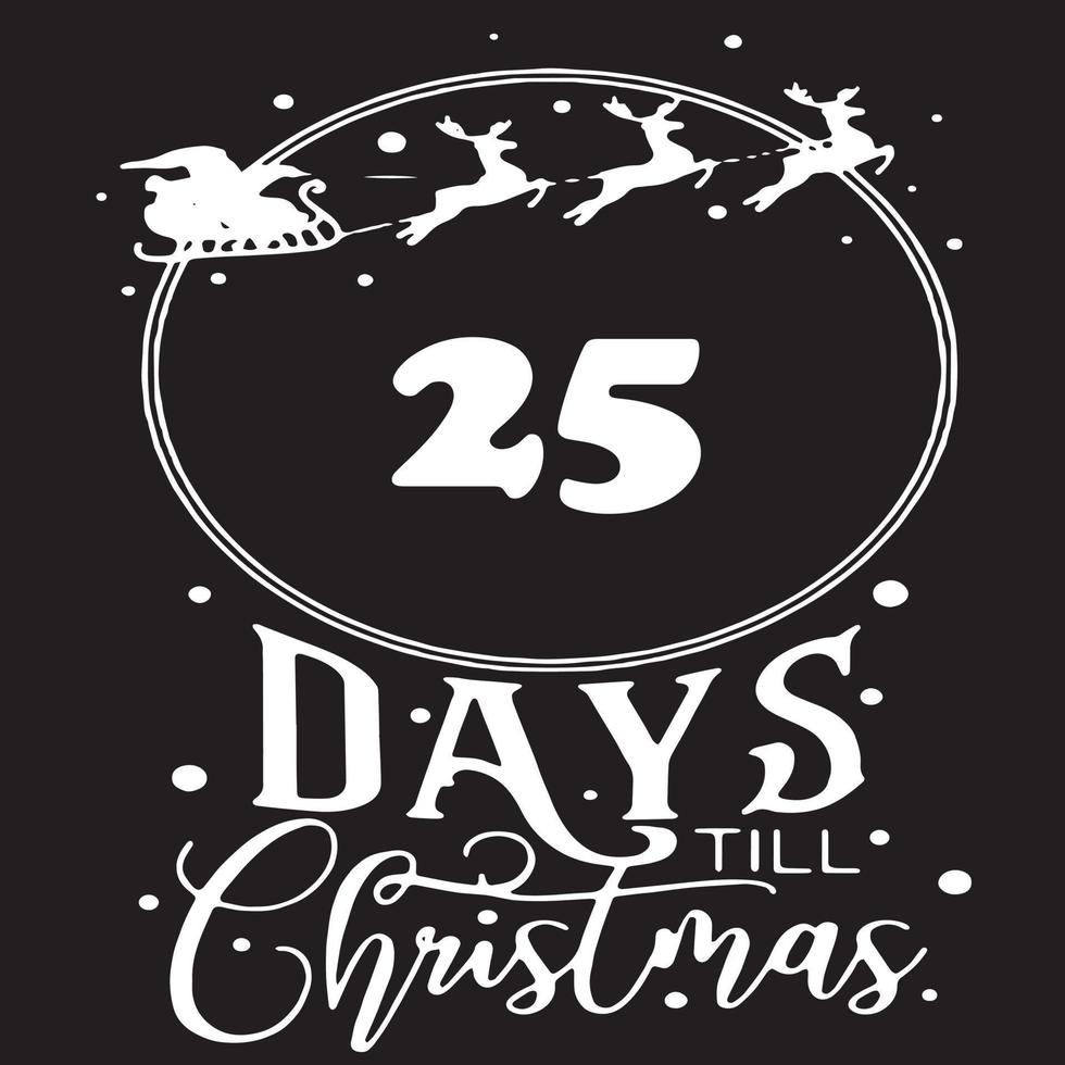 25 dias até o natal, logotipo preto simples com padrões brancos vetor