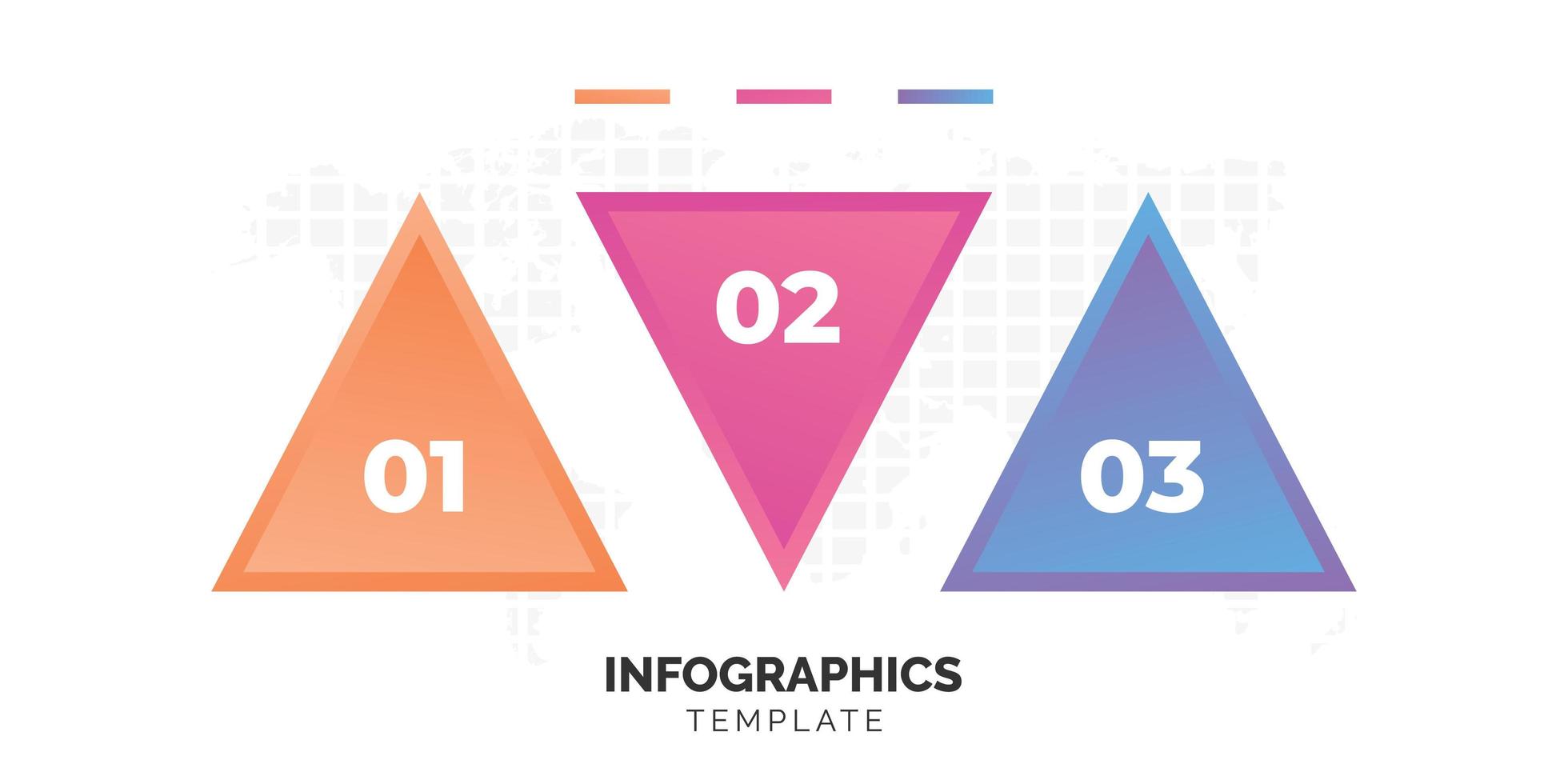 modelo de infográfico de triângulo colorido de três etapas vetor