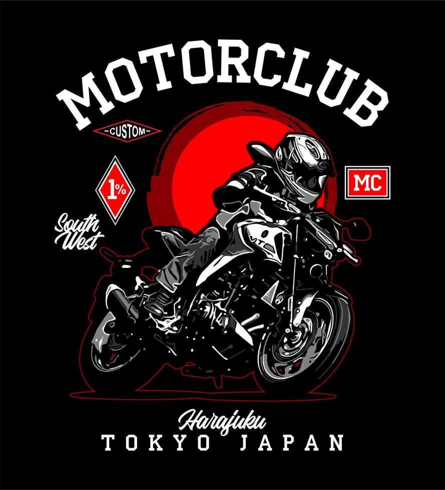 modelo de vetor de moto para design de camiseta