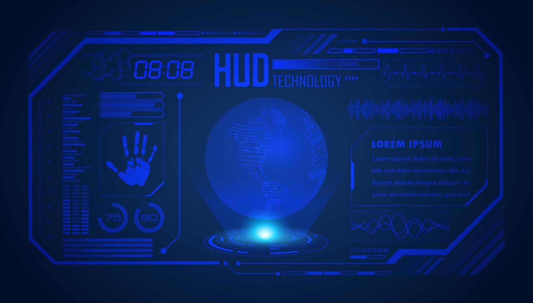 fundo de tela de tecnologia hud moderna vetor