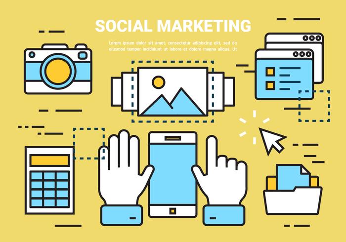 Elementos lineares de marketing social gratuitos vetor