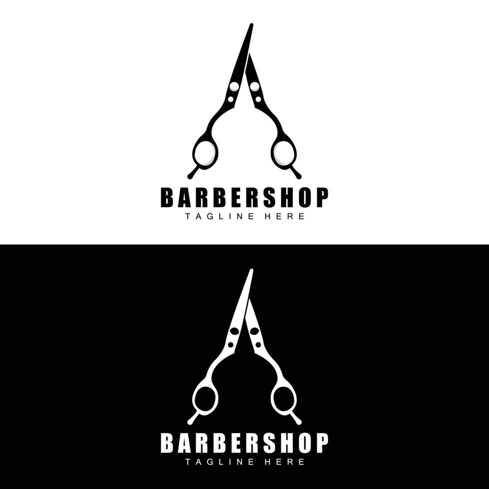 design de logotipo de tesoura, vetor de barbeador de barbearia, ilustração de marca de tesoura de barbearia