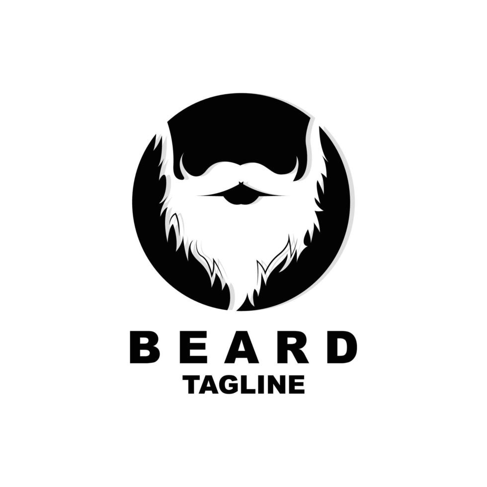 design de logotipo de barba, vetor de cabelo de aparência masculina, design de estilo de barbearia masculina