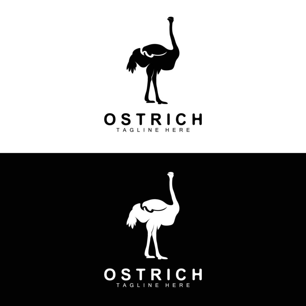 design de logotipo de avestruz, ilustração de animais do deserto, vivendo na floresta, produto de marca de camelo vetorial vetor